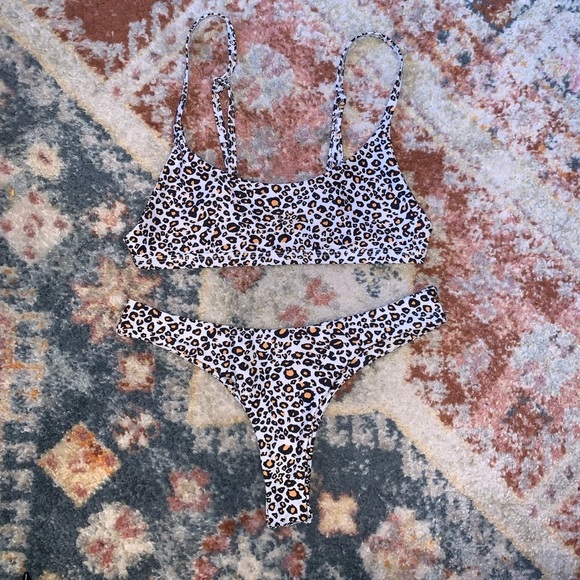 Other - Leopard Print High Cut Cheeky Bikini With Adjustable Top Small